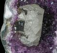 Amethyst Geode With Calcite On Metal Stand - Uruguay #51299-3